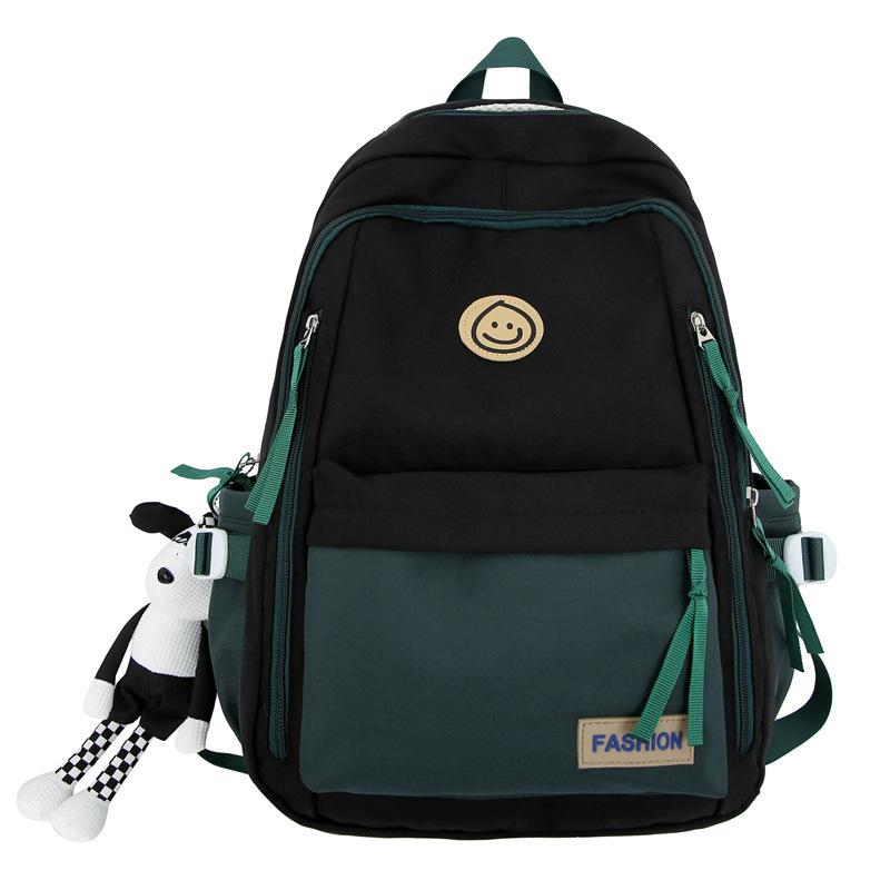 New Contrasting Color Large-capacity College Student Backpack Street Shot Retro Leisure High School Travel Backpack Junior High School Bag