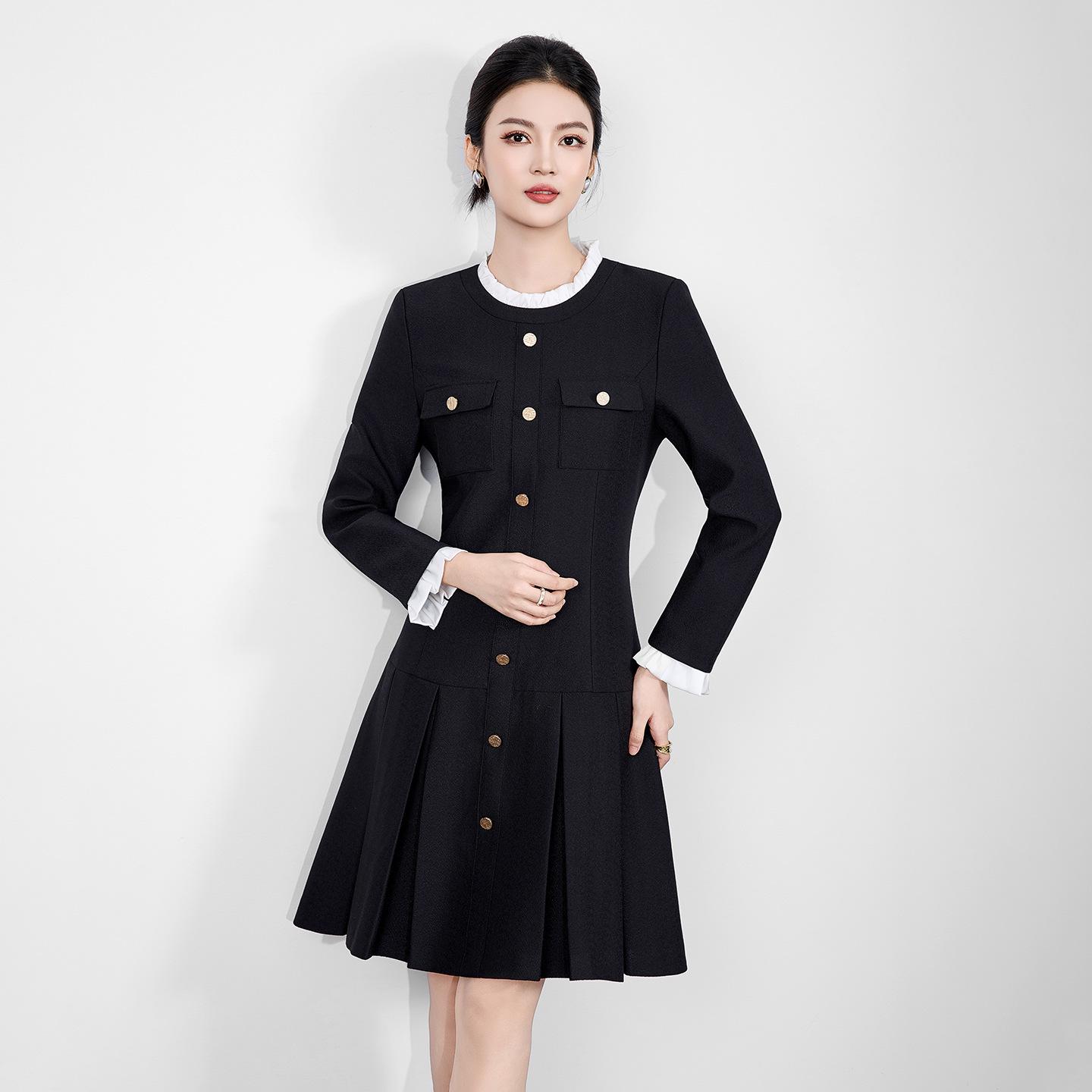 Nanyou French Romantic Fragrance-Style Lace Dress with Pleated Skirt - New Style Medium чёрный