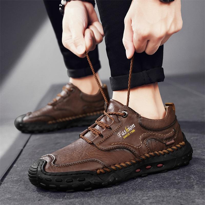 39-48 Men's Leather Casual Shoes Handmade Soft Working Shoes Leather Ankle Boots Large Size Driving Moccasins Shoes