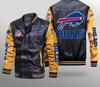 1111 Men's Vintage Pu Leather Jacket Printed Jacket Bills Rugby Fans Gift Loose Personality Jacket