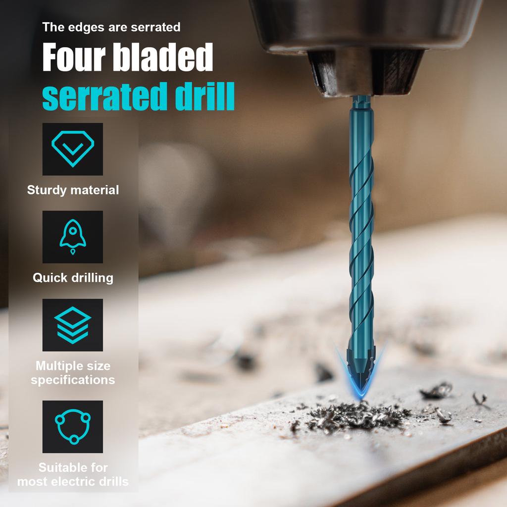 13-teiliges Vierkant-Sägezahn-Bohrerset zum Bohren von Löchern in Glasfliesen, Wände, Beton 6-14mm Sägezahn-Bohrerset Werkzeuge