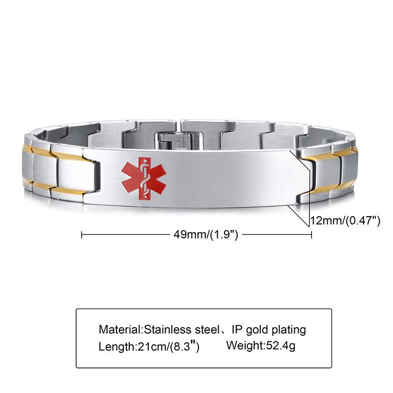 

Men Personalized Custom Engrave ID Bracelets Stainless Steel Link Chain Medical Bracelet