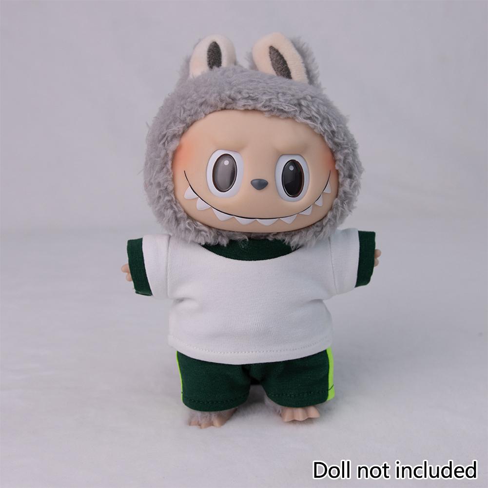 For 17cm Labubu Doll Clothes Fashion Clothes T-Shirts Doll Clothes Color Match Shorts Dolls Accessories Cute Decoration Little Clothes
