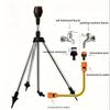 360° Rotating Tripod Sprinkler for Lawn/Garden, Double-Sided Coverage, Telescoping Design