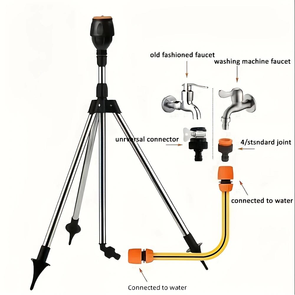 360° Rotating Tripod Sprinkler for Lawn/Garden, Double-Sided Coverage, Telescoping Design