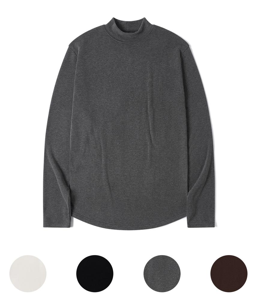 Nodeun Fleece-Lined Body Fit Mock Neck Half Turtleneck Knit - 4 Colors