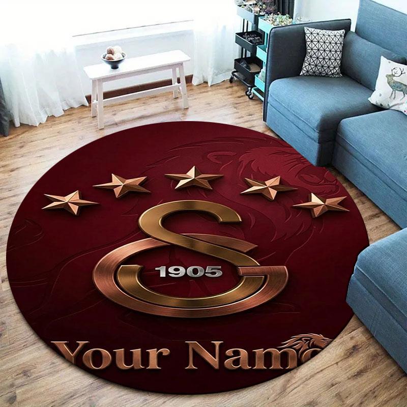 Galatasaray S Custom Name Round Area Rug,Carpet Rug for Living Room Bedroom Sofa Playroom Decor,Non-slip Floor Mat