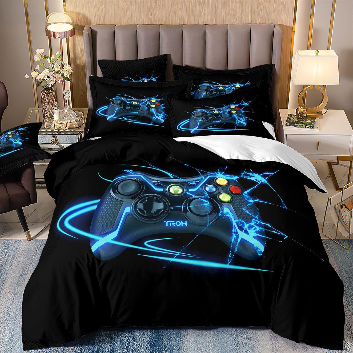3D Gamepad Bedding Set Microfiber Quilt Cover Three-Piece Set EU Twin 135x200cm