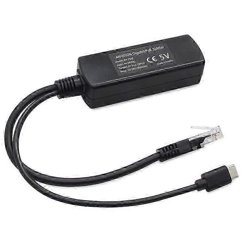 2-Pack 5V Gigabit PoE Splitter, USB Type C, 48V to 5V 2.4A Adaper, IEEE 802.3Af Compliant