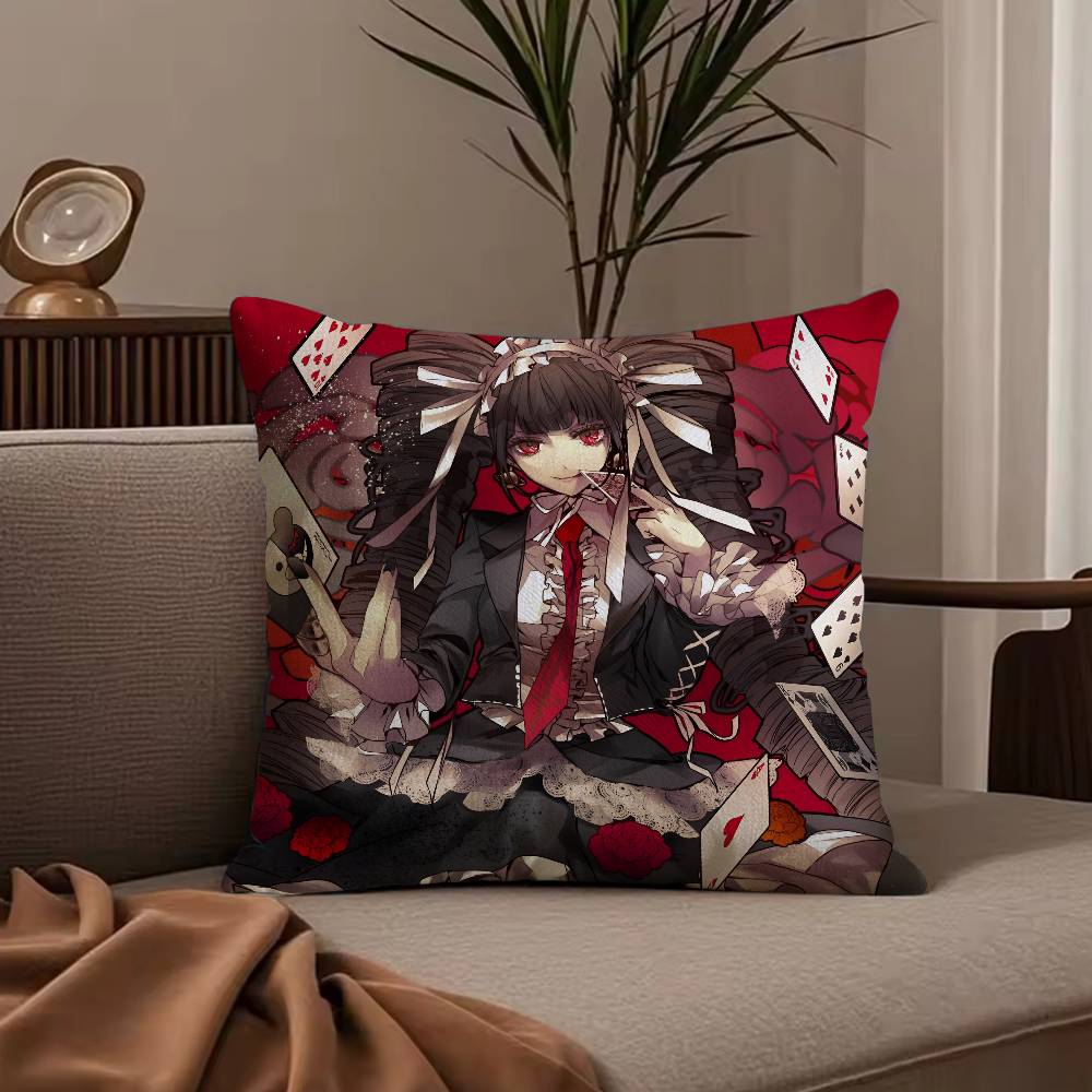 

Anime KWaii D-Danganronpa Pillow Case Anti-dustmite Pillowcase Invisible zipper silky short plush Sofa cushion cover 30cmx30cm