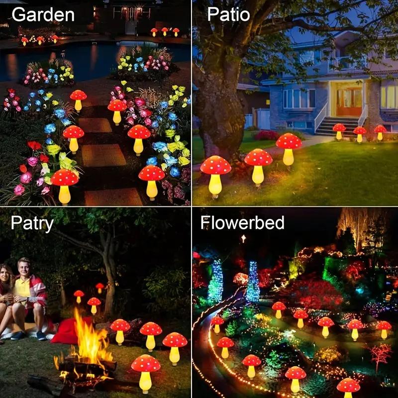 8/12/20LEDs Solar Powered Mushroom Garden Lights with 8 Lighting Modes for Christmas Yard Lawn Pathway Wedding Party Decor