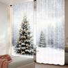 2Pcs Christmas Curtain Natural Winter Forest Snowflake Snowfall White Snow Tree Home Party Decoration Modern Simplistic Drapes A