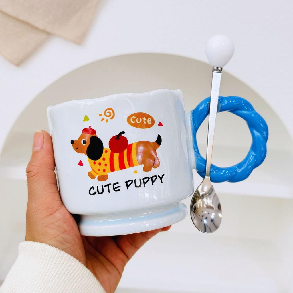 Creative Mug Mushroom Styling Cartoon Cute Ceramic Cup High Value Water Cup with Lid Hand Gift Gift