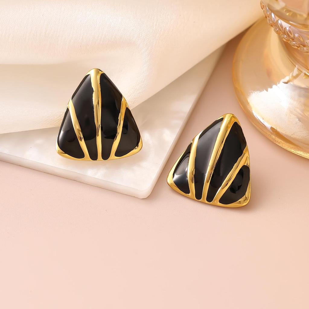 French Enamel Drip Oil Earrings: Stainless Steel, Irregular, Titanium Women's Luxury