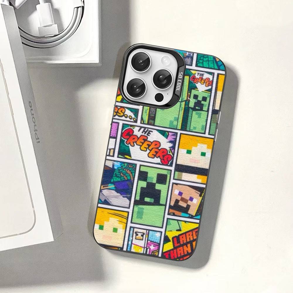 Game M-Minecraft Phone Case For IPhone 17 16 15 14 13 12 11 Pro Max Plus Color Silver Cover