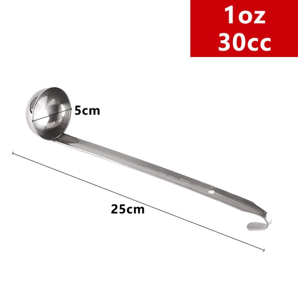 

Professional Stainless Steel Measuring Ladle 1/2/3oz with Hanging Hook Ounce Scoop Deepened Scoop Soup Ladle Kitchen Utensil