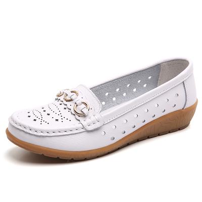 Women's Fashion Casual Shoes, 100% Genuine Leather Women's Leather Shoes, Loafers, Spring and Summer New Low-heeled Shoes