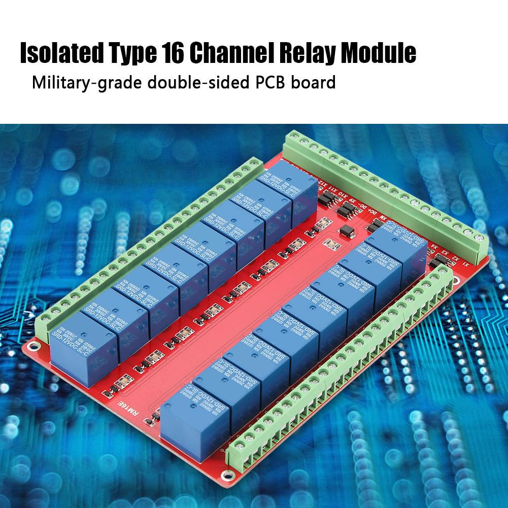 Isolated Type 16 Channel Relay Module Interface Board HighLow Level Trigger (DC 12V)