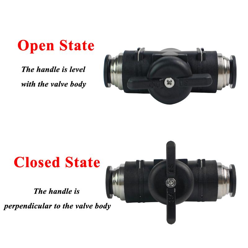 BUC 4mm 6mm 8mm 10mm 12mm Nero Pneumatico Push-In Giunto Rapido Connettore Valvola a Mano Per Girare Interruttore Sfera Manuale Limitazione di Corrente