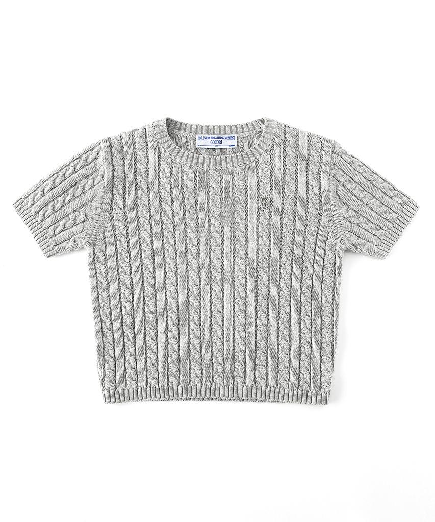 GOCORI Logo Cable Knit Top - Gray Knit Top
