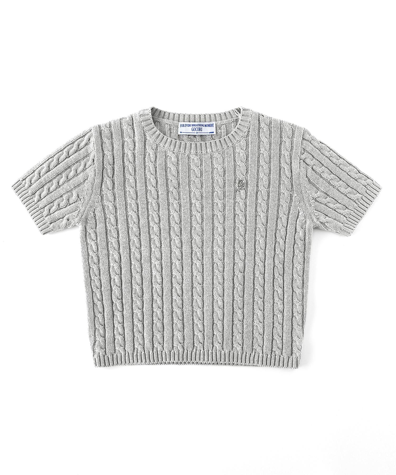 Gocori Logo Cable Knit Top - Gray Knit Top Free/Free