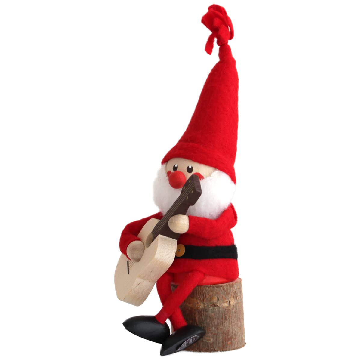 

NORDIKA nisse Christmas wooden doll Santa with guitar and log
