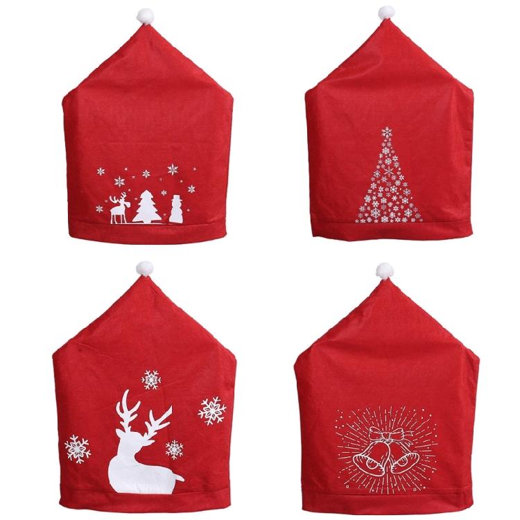 Christmas Chair Cover Snowman Tree Elk Dining Chair Back Covers for Dining Room