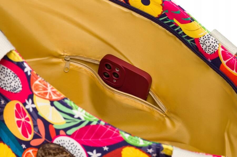 Large Women's Shopper Bag with a Fruit Motif