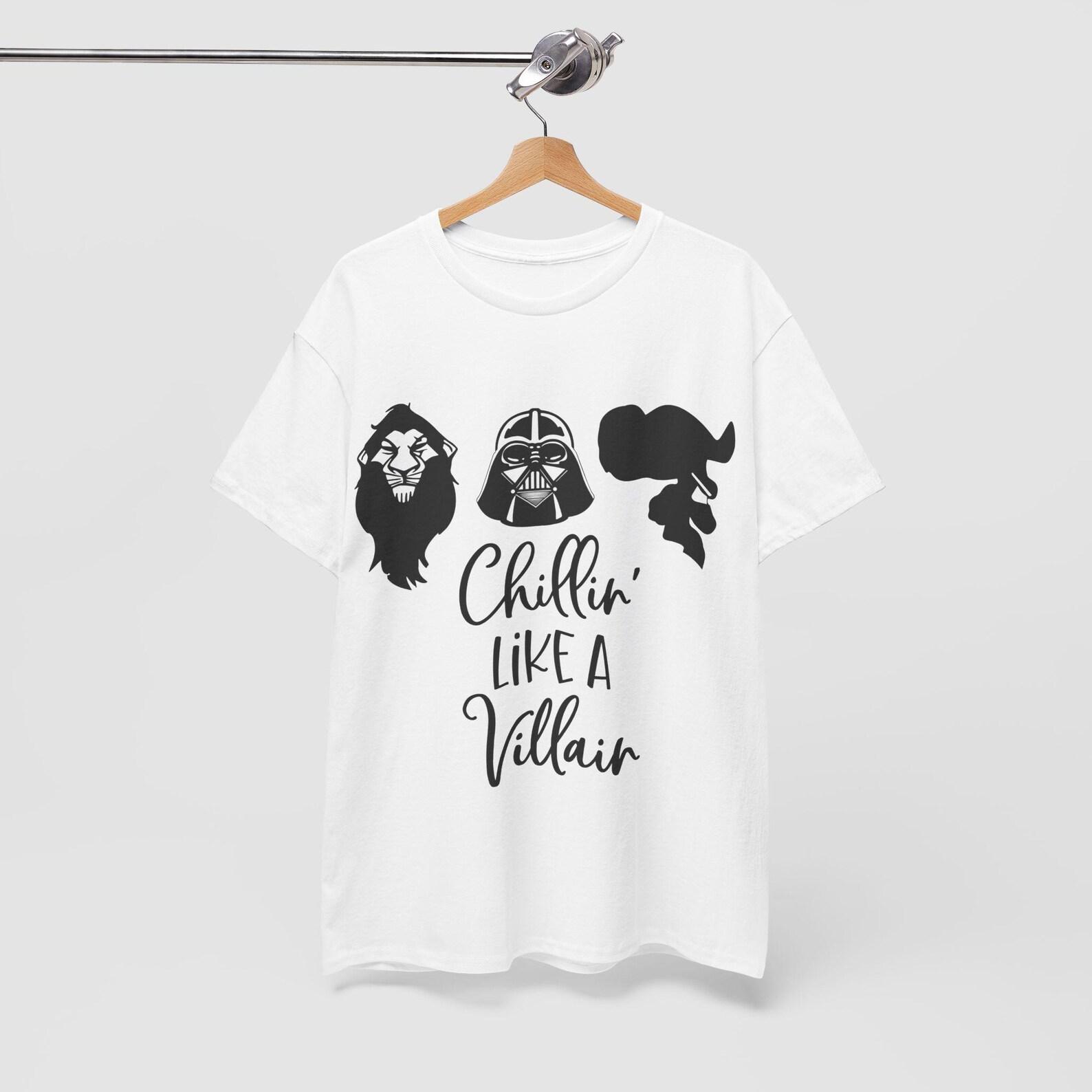 Chillin  Like a Villain T-Shirt | Villain Face Silhouettes, Script Quote 3XL