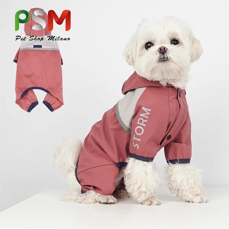 

PSM Новая одежда для собак, водонепроницаемый комбинезон со шляпой, светоотражающий летний плащ для маленьких собак, дождевик для домашних животных, уличный дождевик