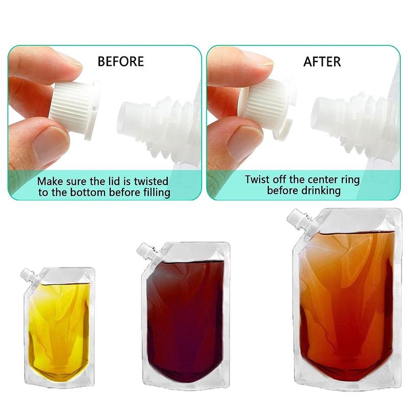 10pcs Transparent Plastic/Aluminum Foil Liquid Package Nozzle Bags Juice Beverage Milk Sealed Stand Up Storage Reusable Pouch