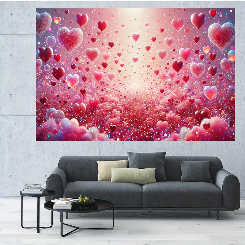 2D flach 1 lebendiger herzförmiger Thema Polyester Fotografie Hintergrund - Valentinstag Geburtstag und Jahrestag