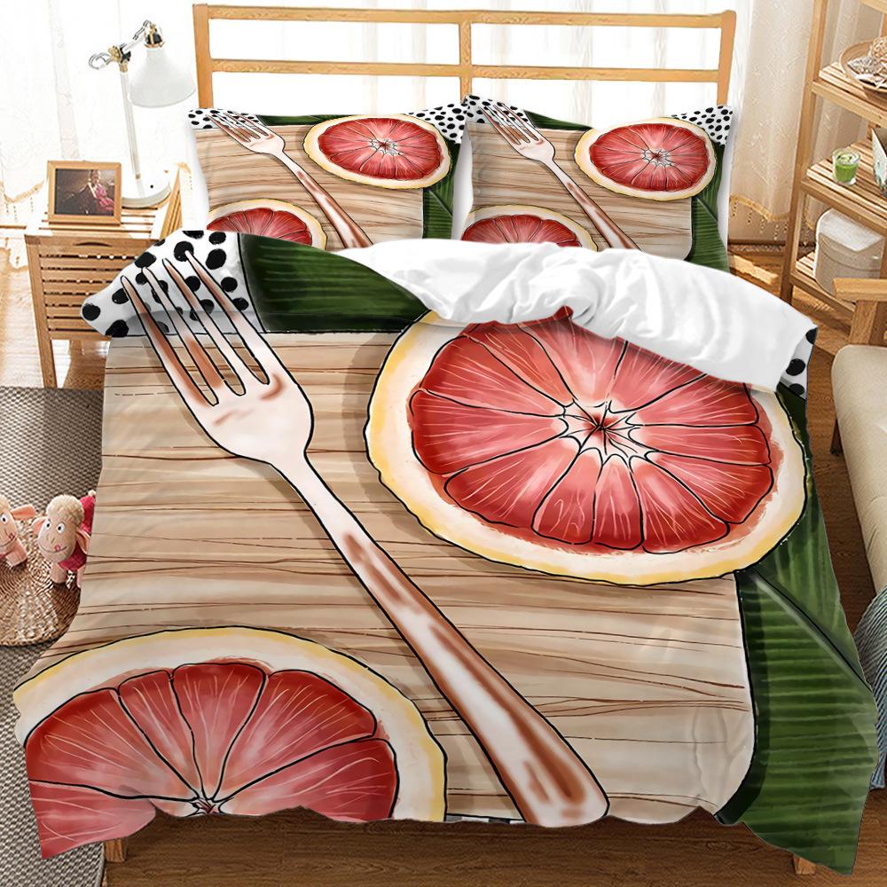 Summer Fruit Series Printed Bed Three-Piece 3D Digital Printing Kit