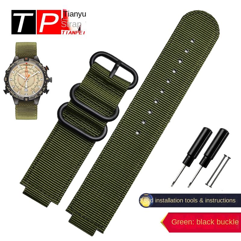 For TIMEX Tidal T2N721 T2N720 T2n739 TW2T76500 TW2T76300 TW2T76500 Canvas Watch Strap Black Army green Blue  Nylon Watchband 16m