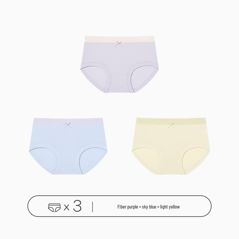 3-Pack A-Class Girls Soft Breathable Modal Mid-Waist Briefs for Junior High, Summer Style