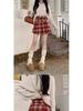 Autumn 2025 Plus Size High-Waist Plaid Pleated Skirt for Women