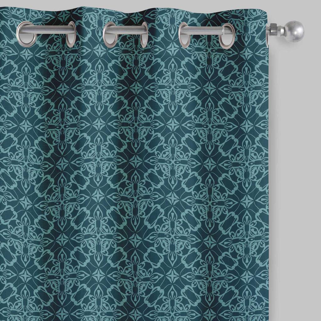 S4sassy Baumwoll-Entenstoff Floral Damast Blau Vorhänge Vorhang Türbehandlung Paneel-Set für Wohnzimmer - 54x84