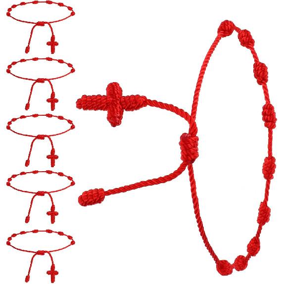 6 Pcs Red String Bracelet Red Rope Bracelet Adjustable Knot String Bracelets As Gift for Birthday Party Graduation New Year