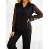 European and American Pajamas Women's Autumn and Winter Modal Mesh Long-sleeved Trousers Two-piece Loungewear