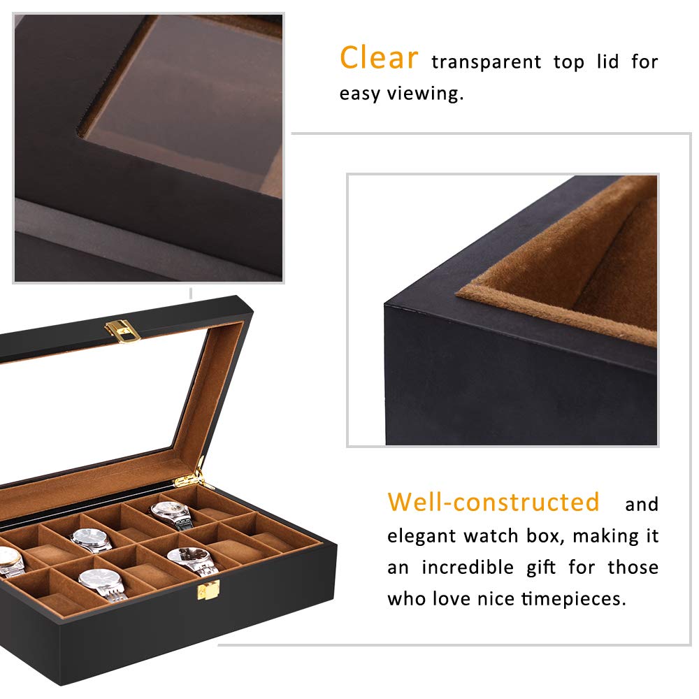 Baskiss Luxury Wooden Watch Storage Collection Watch Display 12-Watch Case, Box, Case,