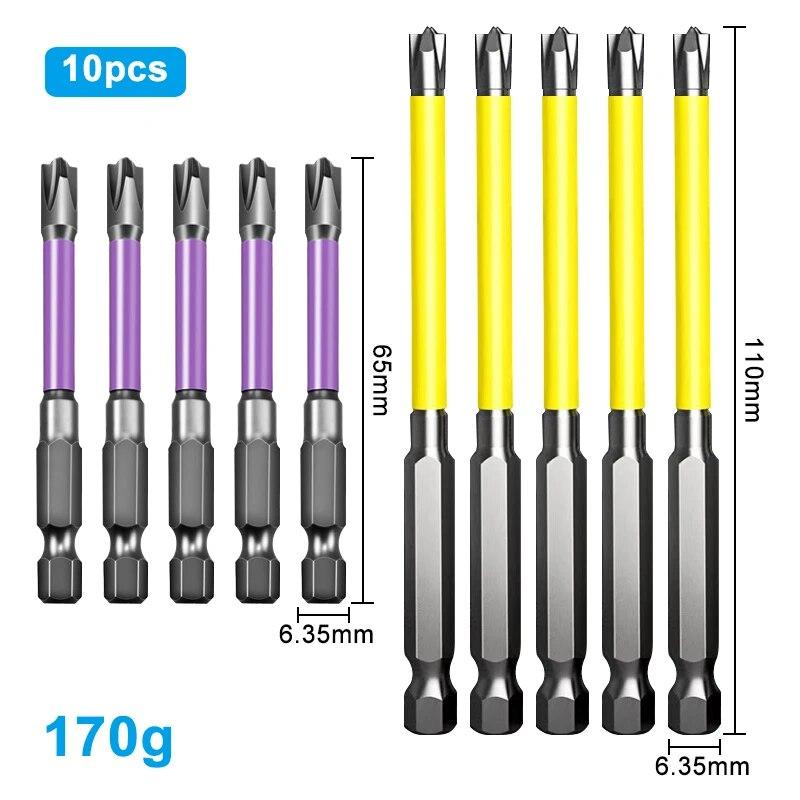 10pc Electrician Specific Hexagonal Handle Anti Slip Screwdriver 65-110mm Cross Shaped Magnetic Coil Disassembly Tool Set
