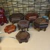 Hand Carved Hexagon Wood Base Teapot Stand Wooden Display Stand Display Base Rack  Living Room