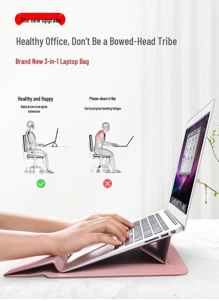 Custom Leather Sleeve Bag for MacBook 13/14/15 Inch - Protective Stand Computer Case