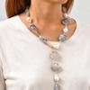 Vnox Chunky Irregular Beaded Necklace For Women, Two-color Winter Sweater Chain, Collarbone Neck Accessories