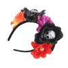 Halloween Rose Flower Skull Headband Colorful Peony Garlands Hair Hoop Girls Cosplay Headwear Simulation Flower Skulls Head Hoop