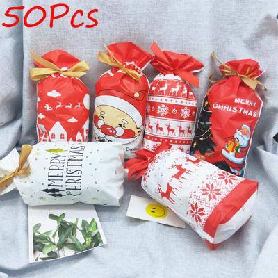 50X Christmas Bags Party Favour Cookies Sweet Candy Gift Apple Stocking Packing