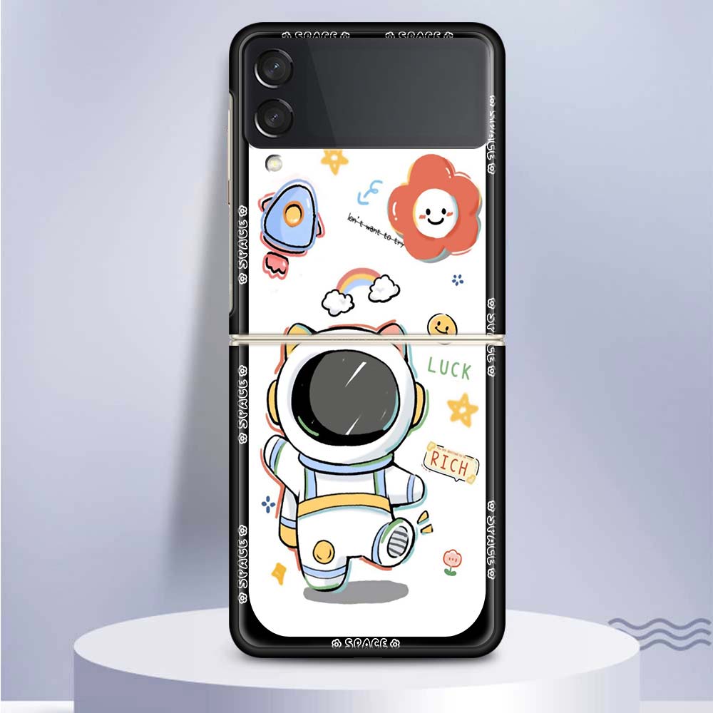Weltraum-Astronauten-Handyhülle Für Samsung Galaxy Z Flip6 Flip3 Flip4 Flip5 PC Harter Kunststoff Z Flip 6 5 4 3 5G Fundas Hülle Coque Gal