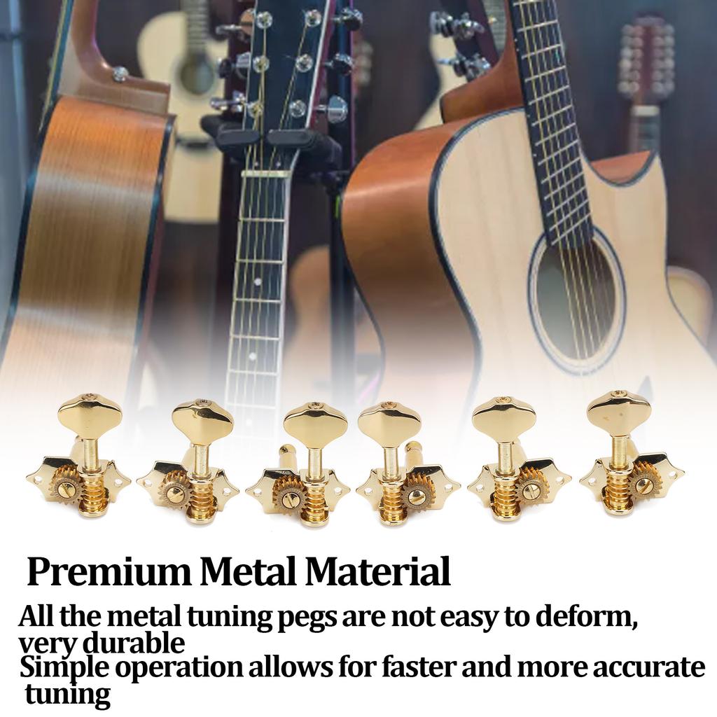 6Pcs Guitar String Tuning Peg Metal Open Tuner Key Machine Head Set Kit for Acoustic Electric