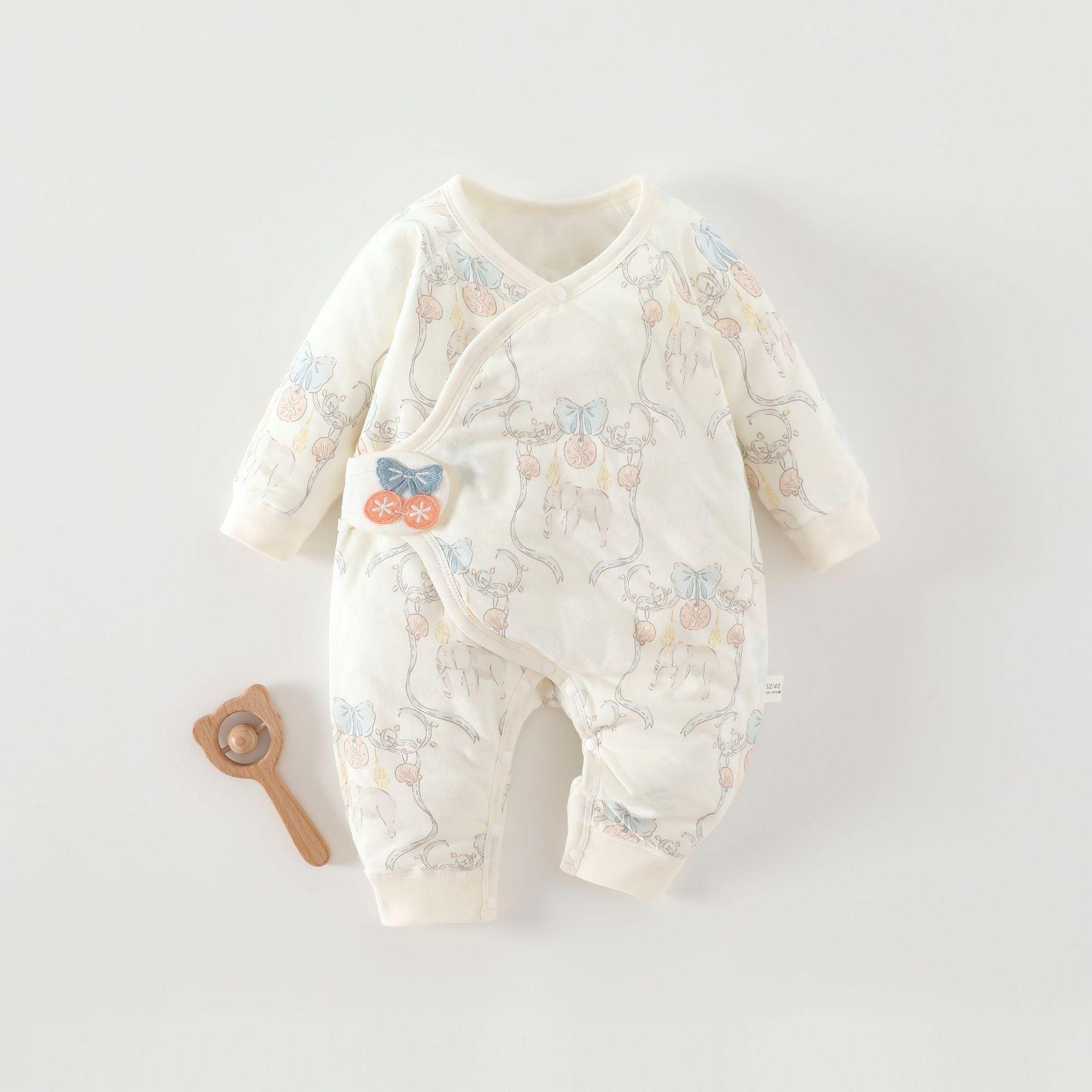 

Treasure Butterfly Pure Cotton Baby Onesie, Class A, 40g, Seamless & Warm for Crawling 66 cm