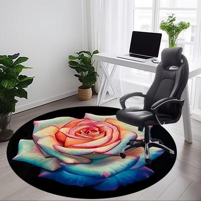 1PC Multicolored Rose Chair Carpet for Office, Indoor Non-Slip Washable Carpet, Soft Comfortable Mat For Office Room Yy250930130